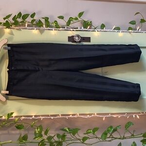 Women's High Waisted Black On Black Pin Striped Trouser Pant 11 P